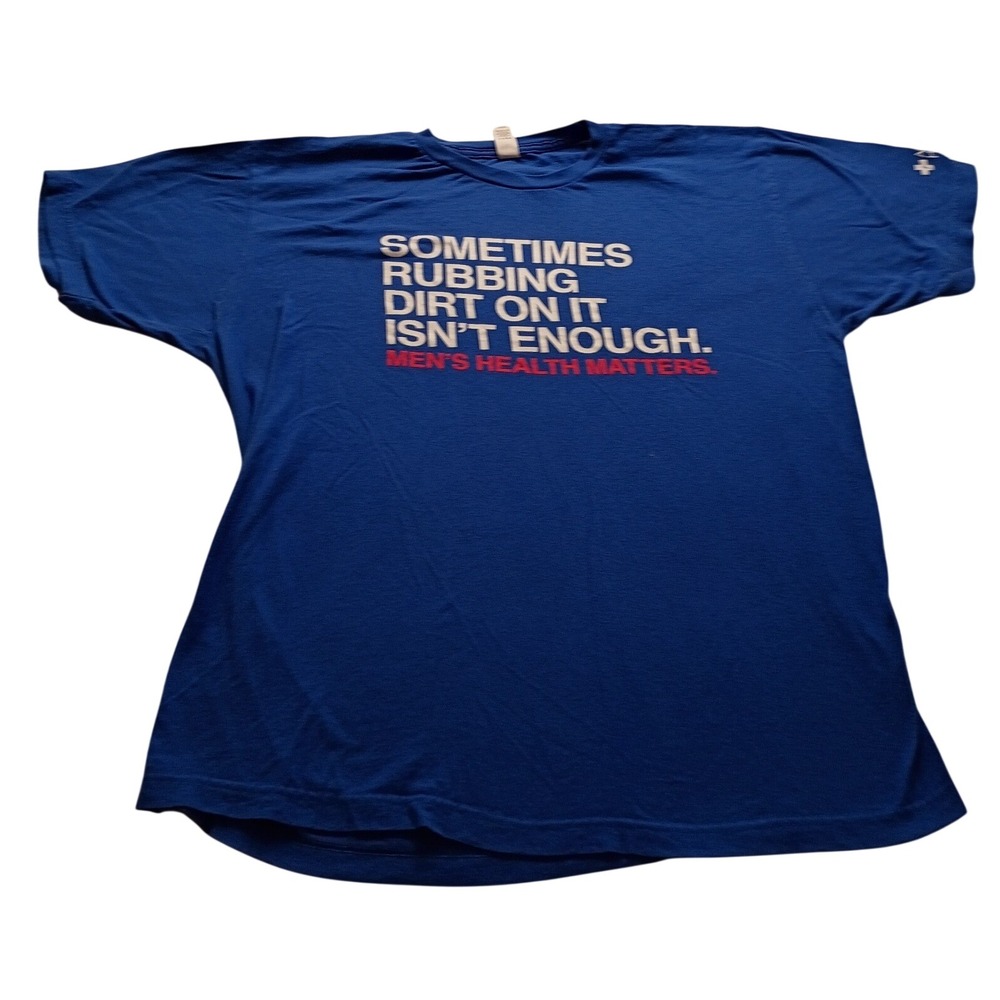 Tultex Men's Health Matters Graphic T-Shirt Blue XL Rubbing Dirt On It Awareness